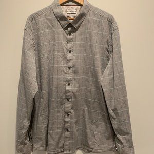 Mens XXL Gray Long Sleeve Patterned Button Down Shirt from By Definition